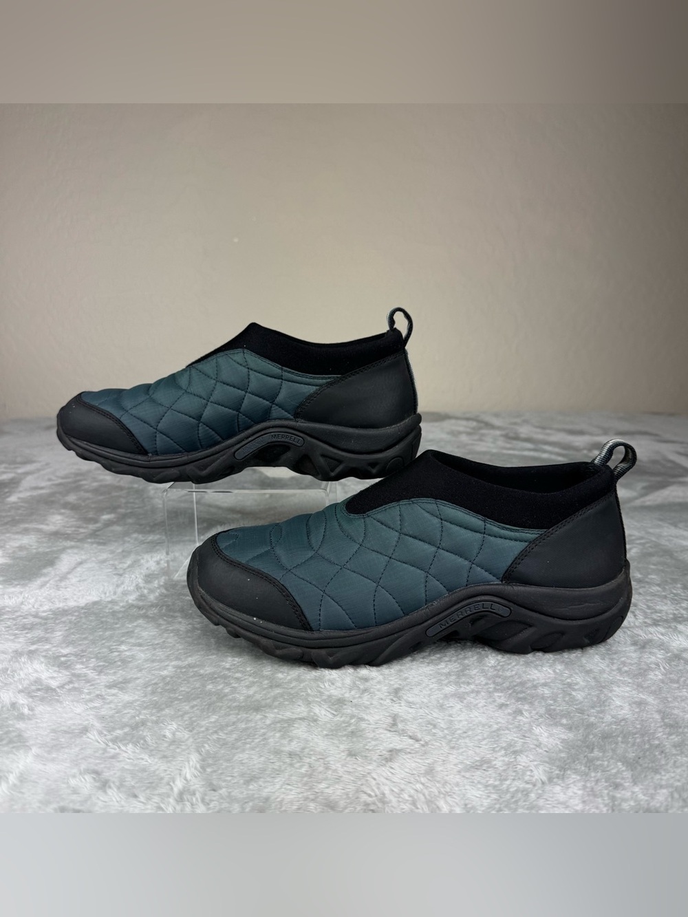 Women's  Merrell Alpine Moc Navy Blue Quilted  Slip On Hiking Shoes